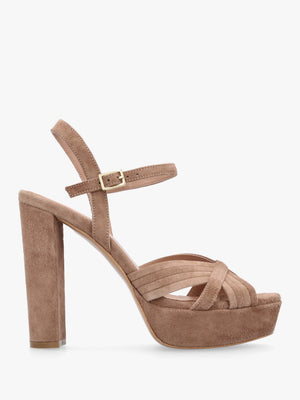 Avery Taupe Suede Platform Heeled Sandals