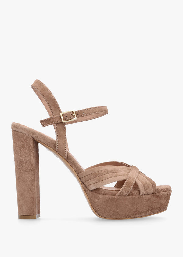 Avery Taupe Suede Platform Heeled Sandals