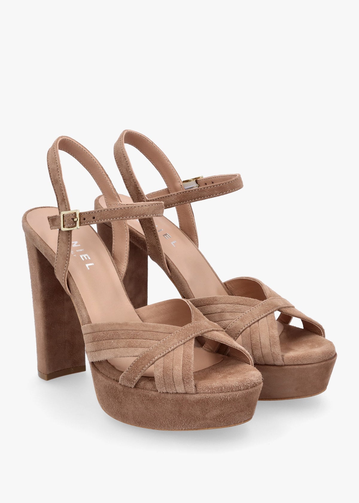 Avery Taupe Suede Platform Heeled Sandals