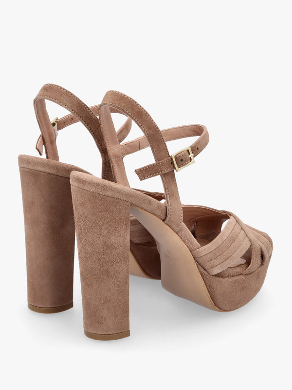 Avery Taupe Suede Platform Heeled Sandals