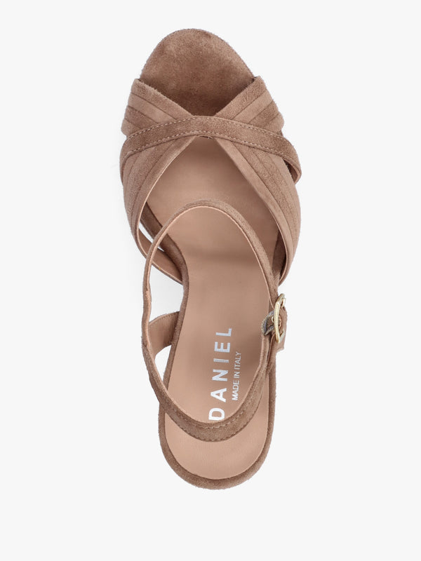Avery Taupe Suede Platform Heeled Sandals