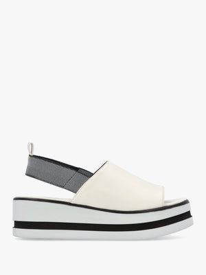 Sasly White Leather Flatform Sandals