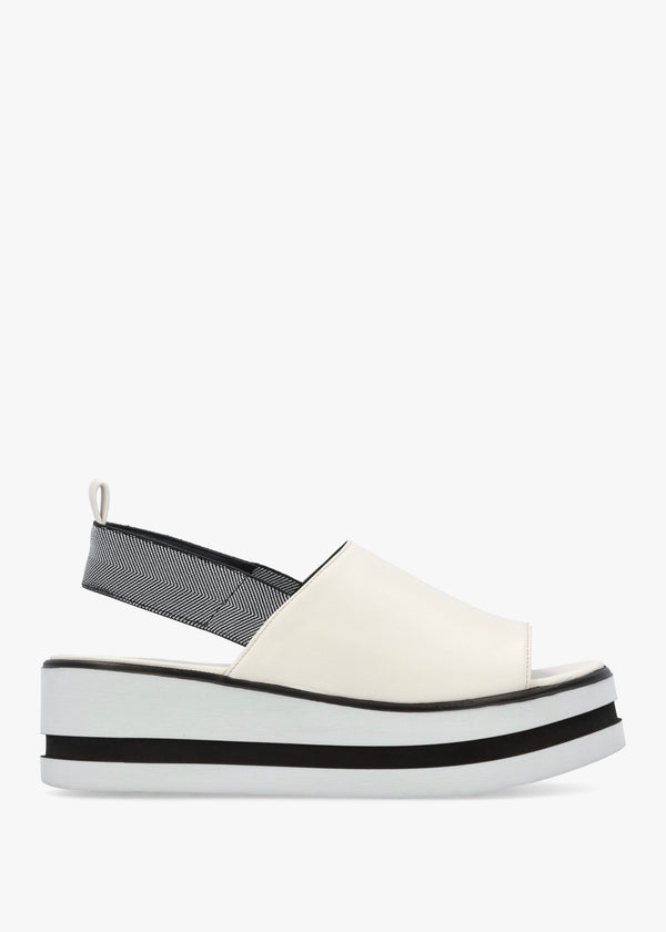 Sasly White Leather Flatform Sandals