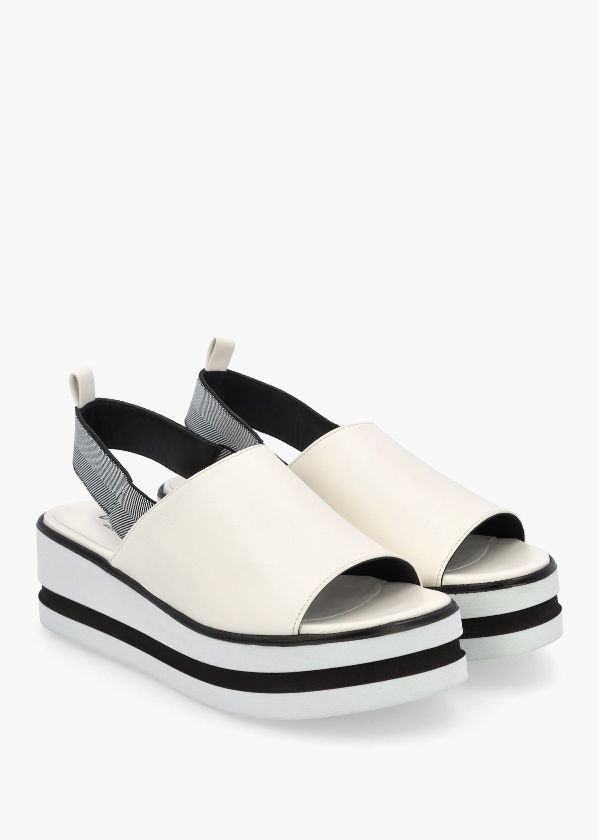 Sasly White Leather Flatform Sandals