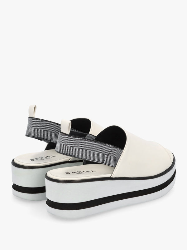 Sasly White Leather Flatform Sandals