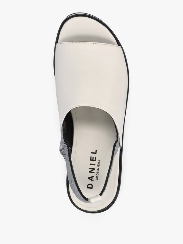 Sasly White Leather Flatform Sandals