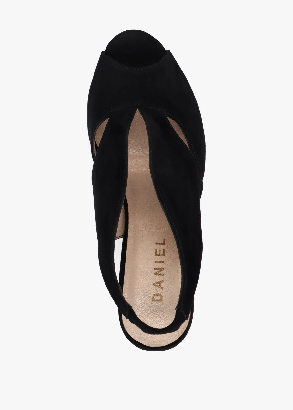 Calencia Black Suede Asymmetric Block Heel Sandals