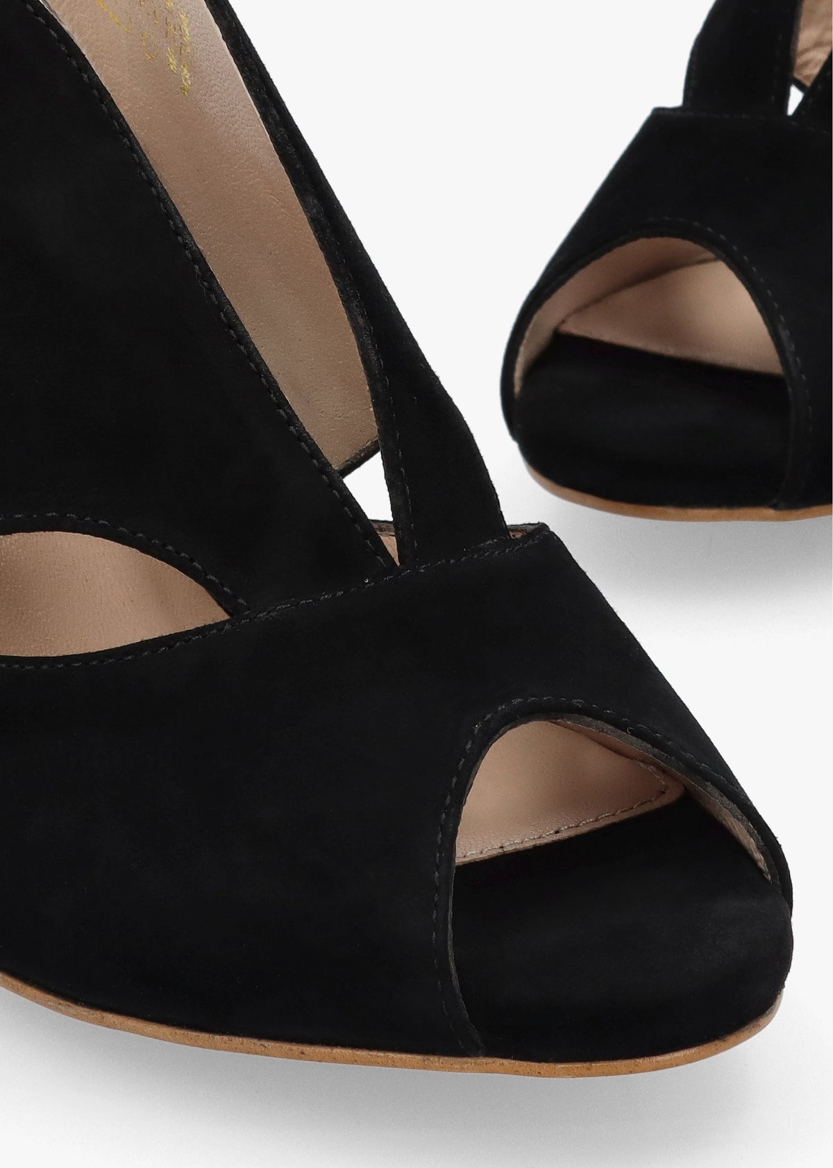 Calencia Black Suede Asymmetric Block Heel Sandals