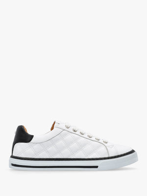 Arzon Diamond Quilted White Leather Trainers