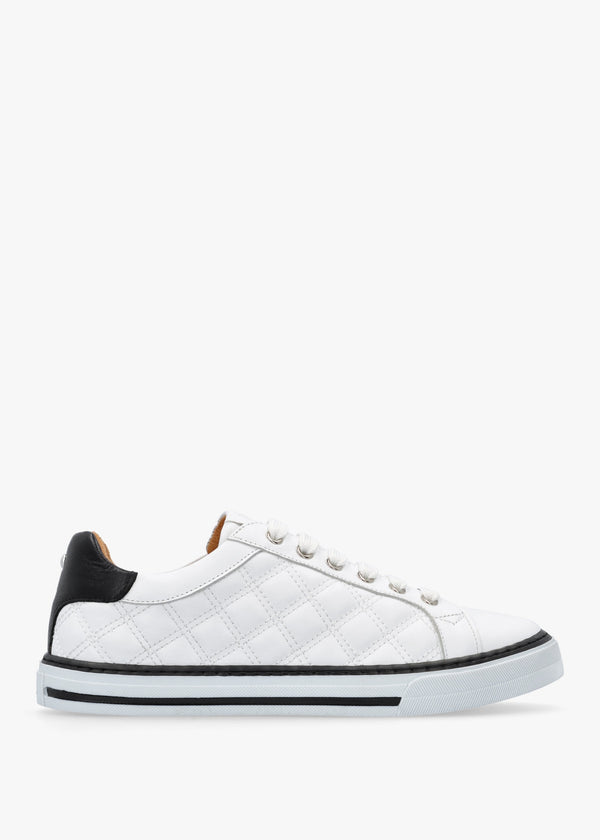 Arzon Diamond Quilted White Leather Trainers