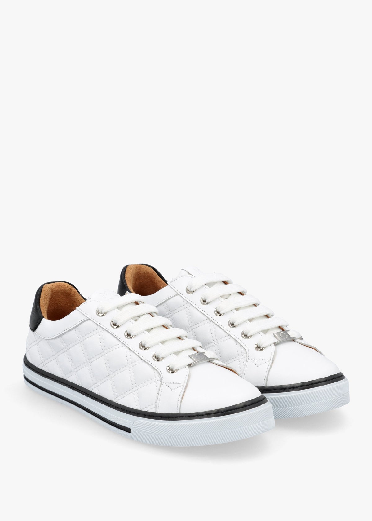 Arzon Diamond Quilted White Leather Trainers