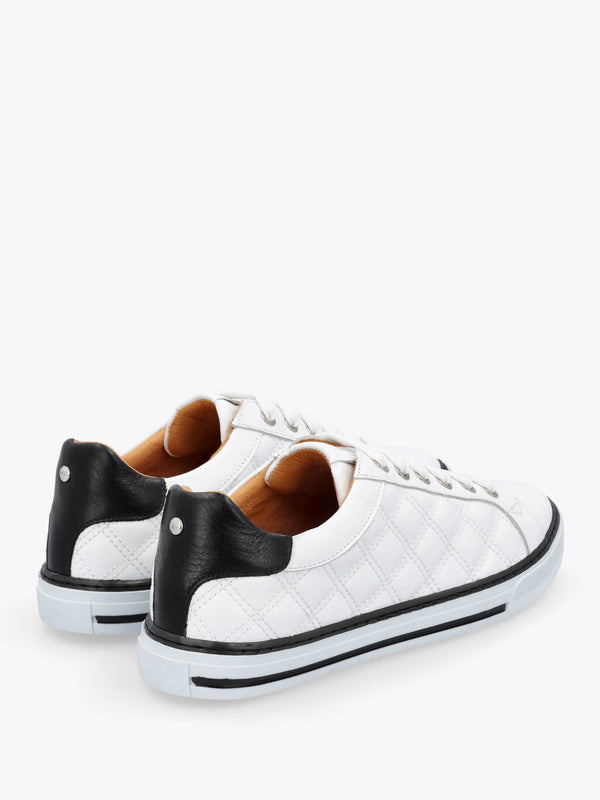 Arzon Diamond Quilted White Leather Trainers