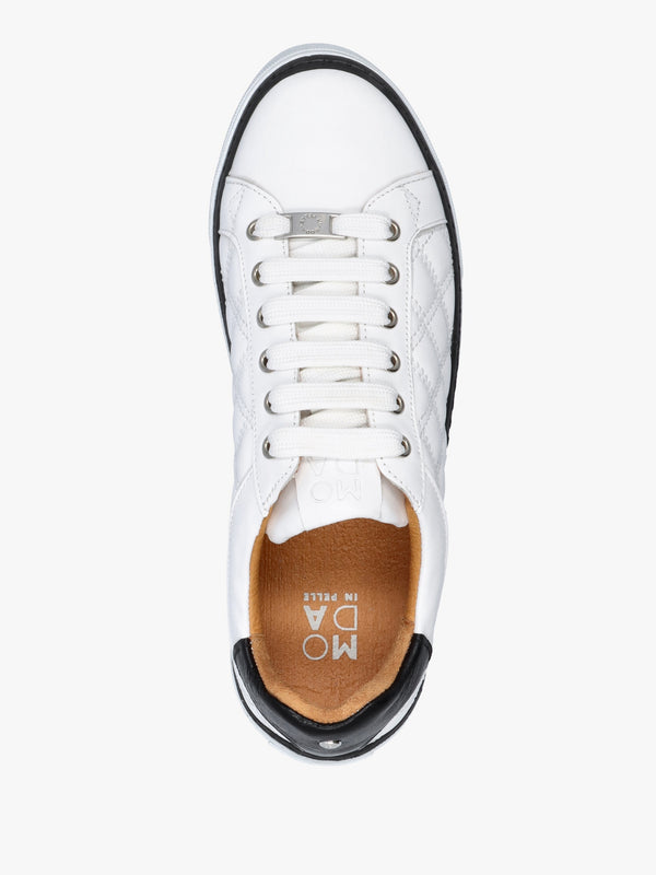 Arzon Diamond Quilted White Leather Trainers