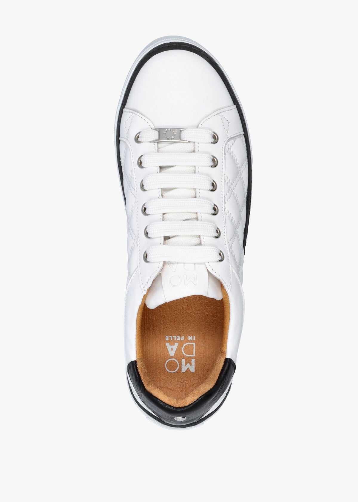Arzon Diamond Quilted White Leather Trainers