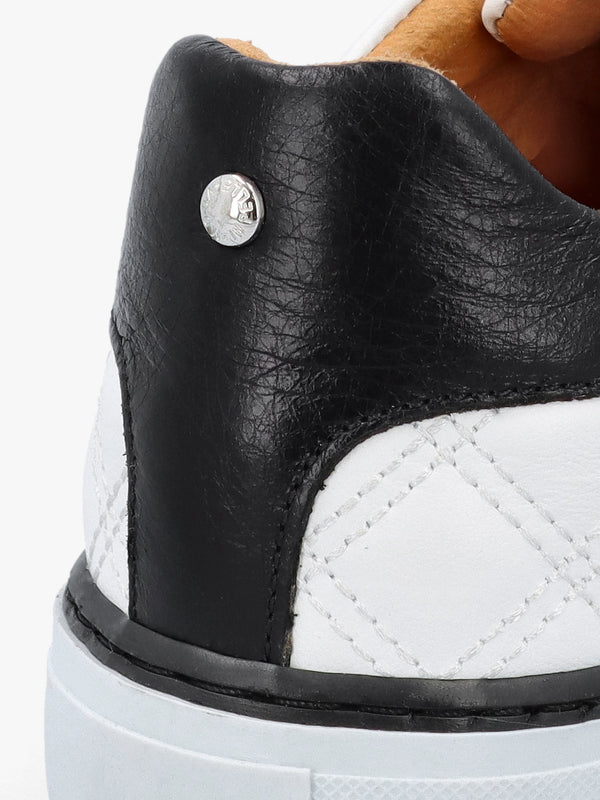 Arzon Diamond Quilted White Leather Trainers