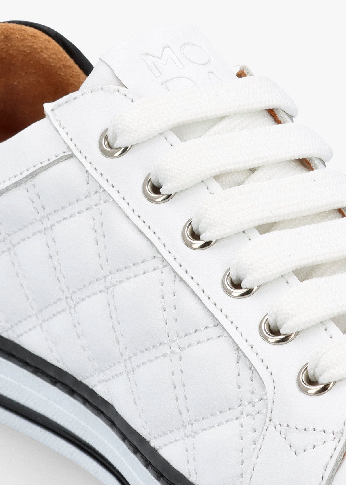 Arzon Diamond Quilted White Leather Trainers