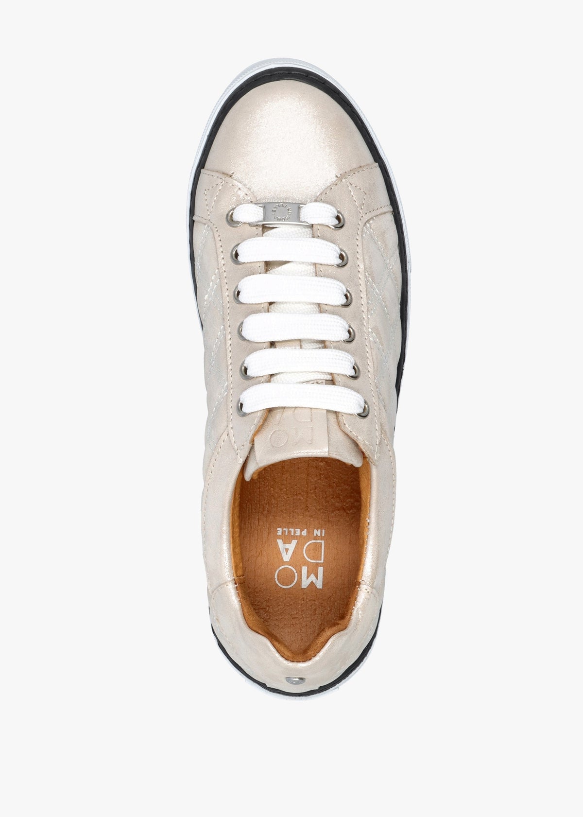 Arzon Diamond Quilted Stone Metallic Leather Trainers