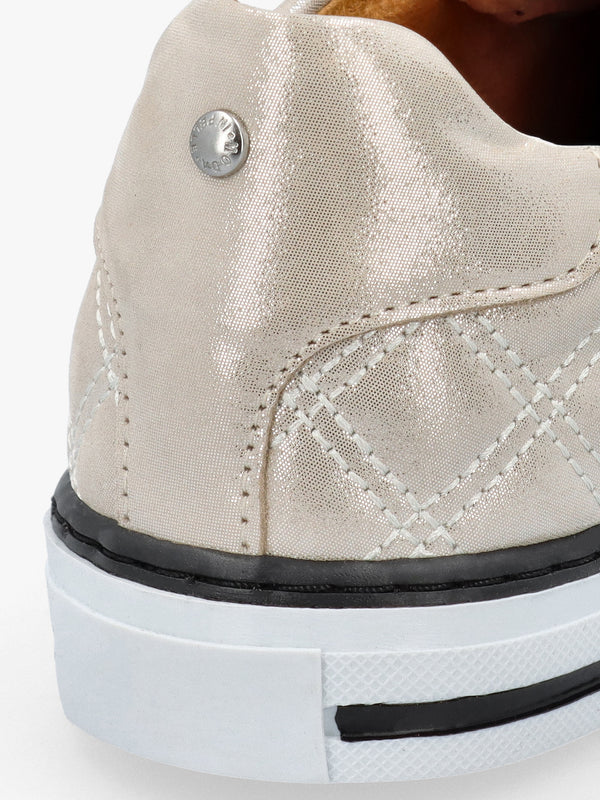 Arzon Diamond Quilted Stone Metallic Leather Trainers