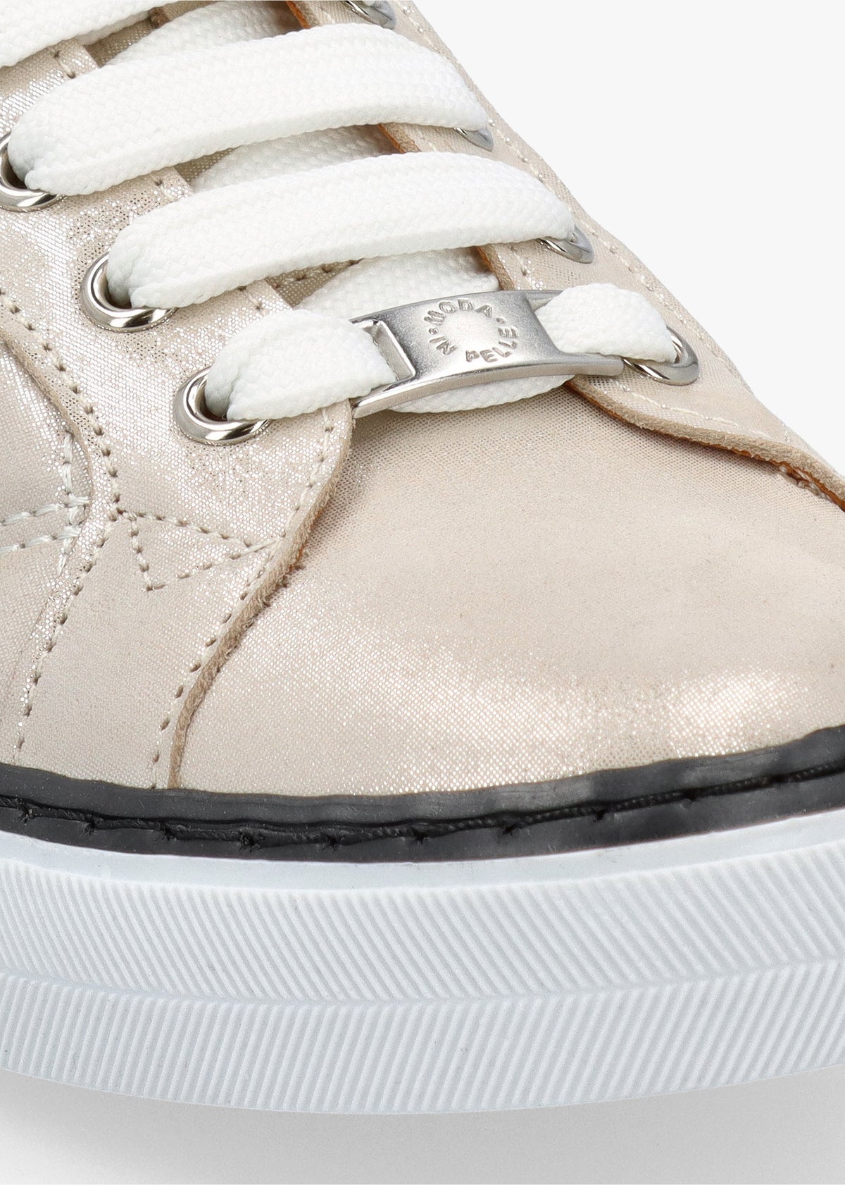 Arzon Diamond Quilted Stone Metallic Leather Trainers