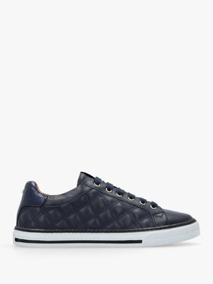 Arzon Diamond Quilted Navy Leather Trainers
