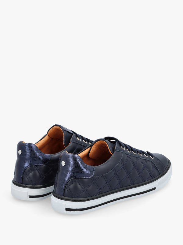 Arzon Diamond Quilted Navy Leather Trainers