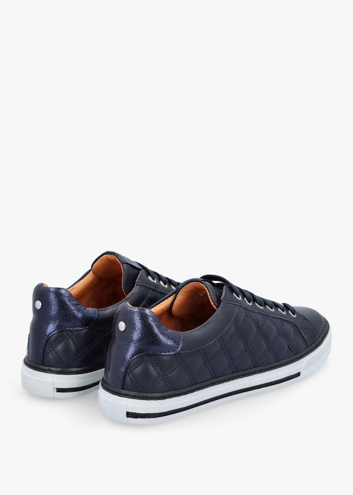 Arzon Diamond Quilted Navy Leather Trainers