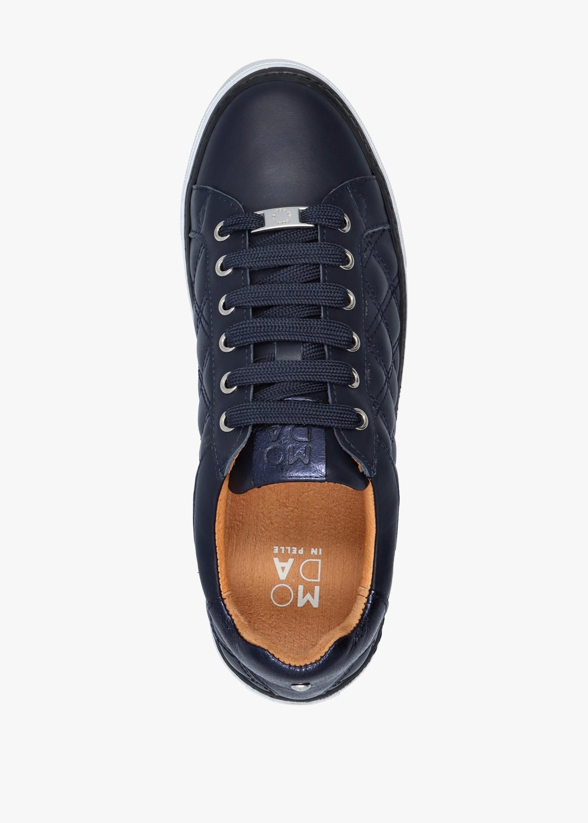 Arzon Diamond Quilted Navy Leather Trainers