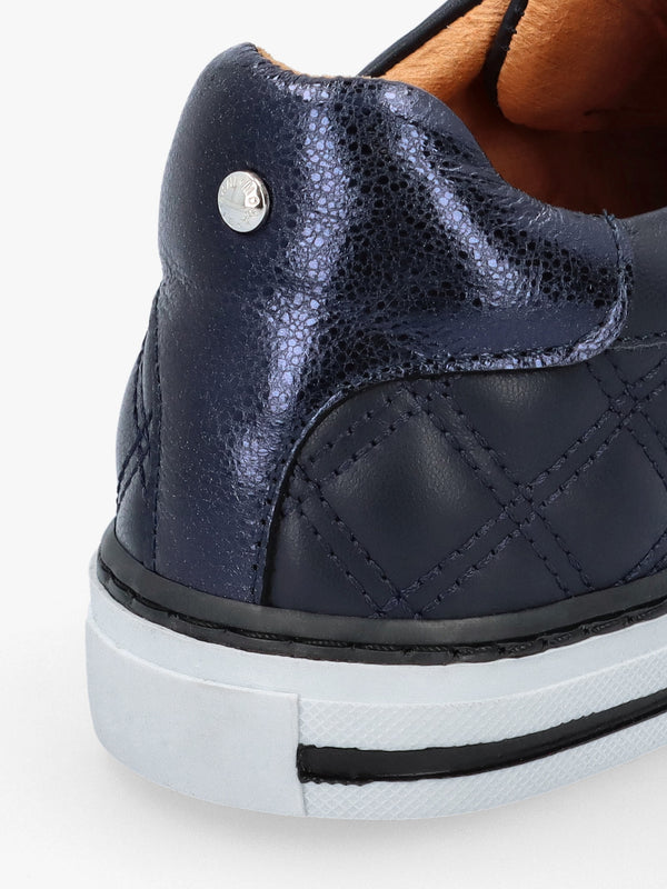 Arzon Diamond Quilted Navy Leather Trainers