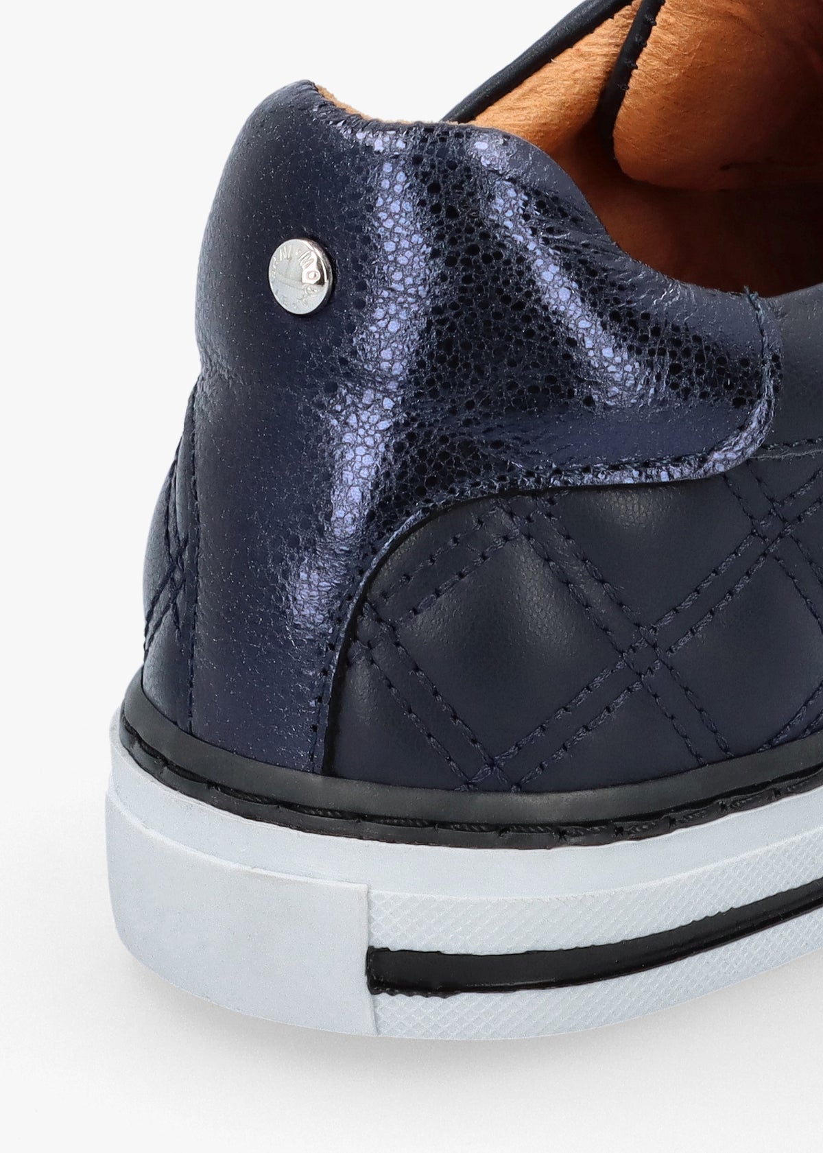 Arzon Diamond Quilted Navy Leather Trainers