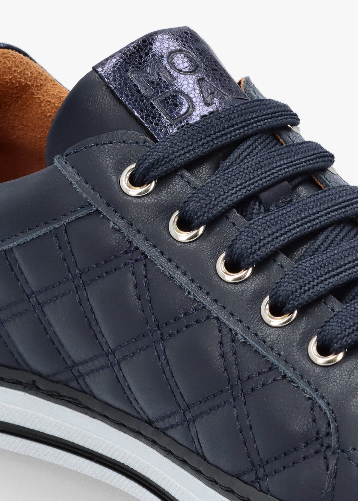 Arzon Diamond Quilted Navy Leather Trainers