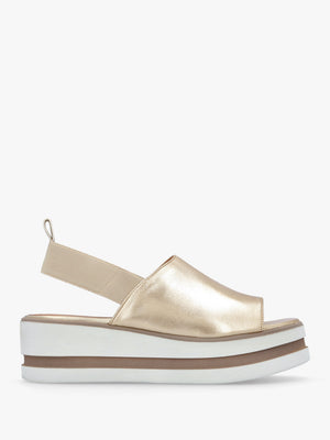 Sasly Gold Leather Flatform Sandals