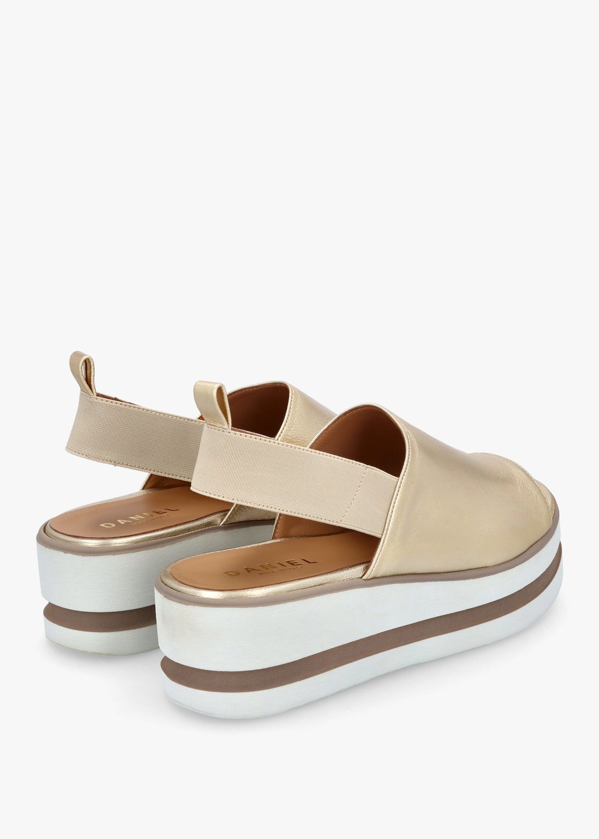 Sasly Gold Leather Flatform Sandals