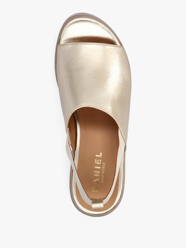 Sasly Gold Leather Flatform Sandals