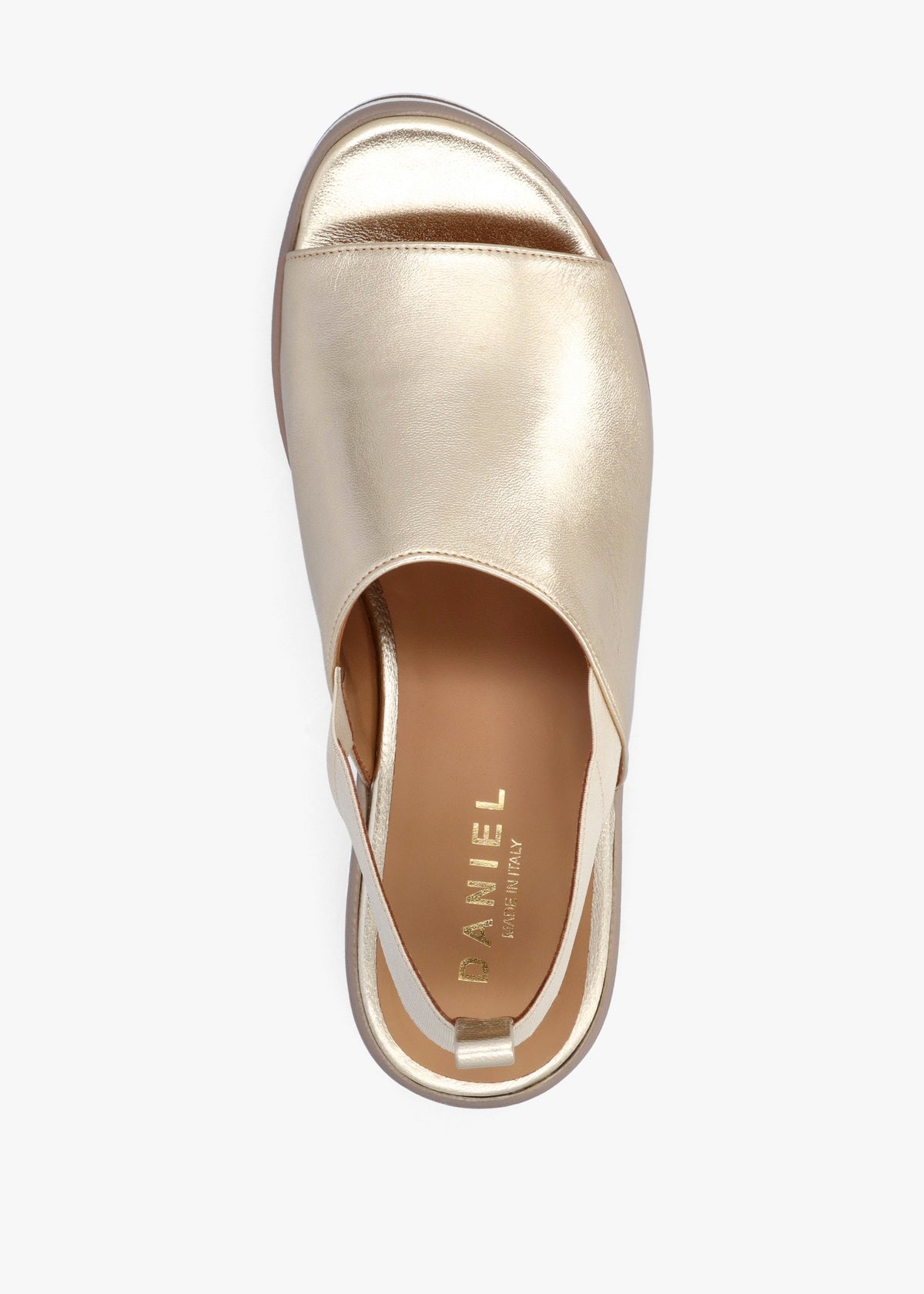 Sasly Gold Leather Flatform Sandals
