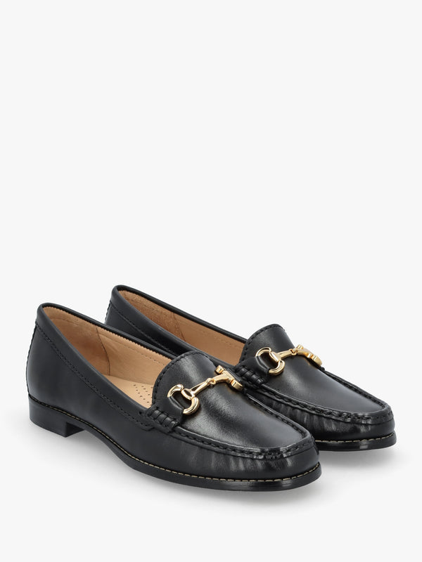 Galtro Black Smooth Leather Snaffle Loafers