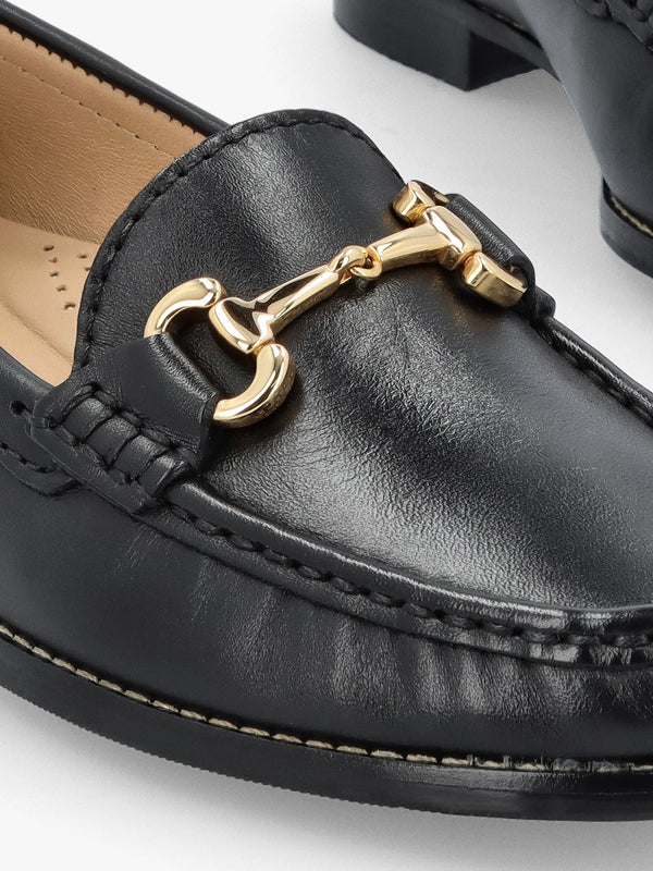 Galtro Black Smooth Leather Snaffle Loafers