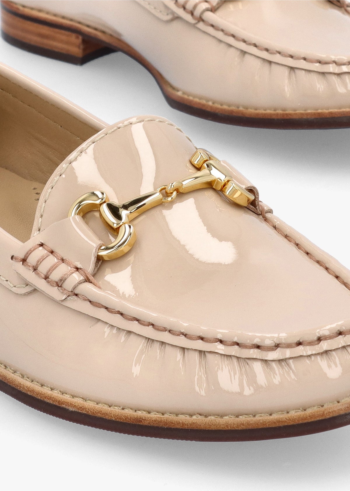 Galtro Nude Patent Leather Snaffle Loafers