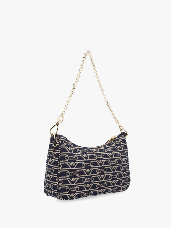 Canvas Jacquard Denim Baguette Bag