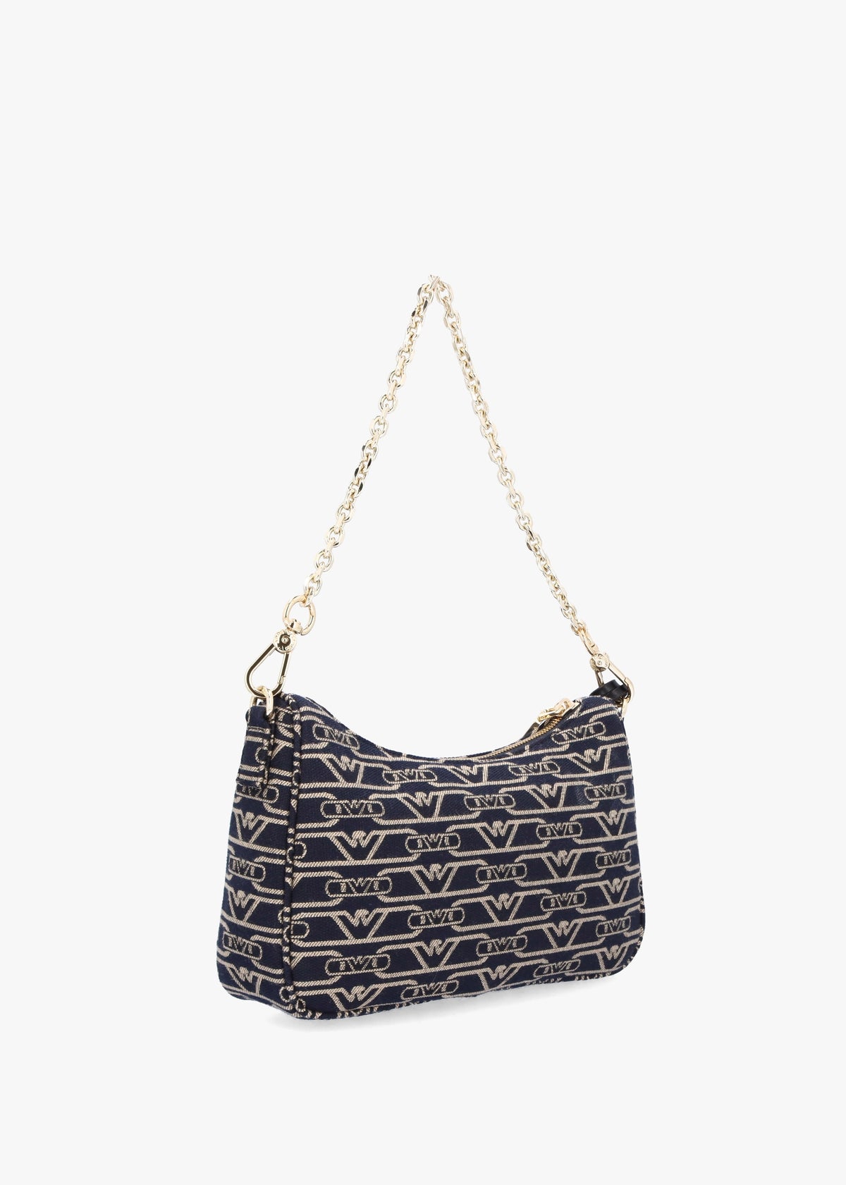 Canvas Jacquard Denim Baguette Bag