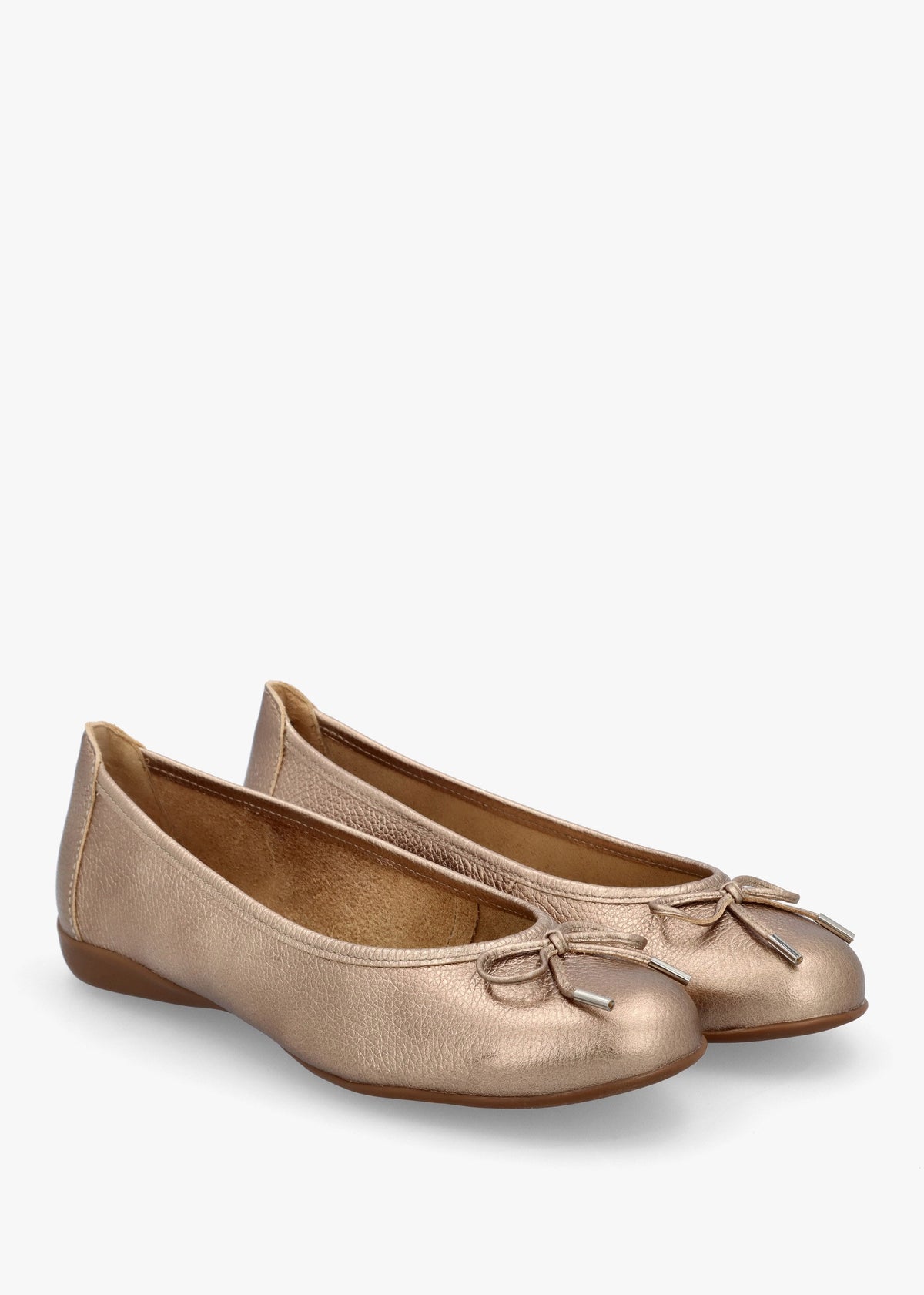 Gambi Gold Tumbled Leather Ballet Pumps