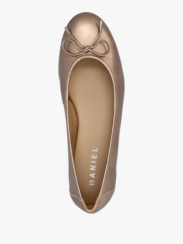 Gambi Gold Tumbled Leather Ballet Pumps