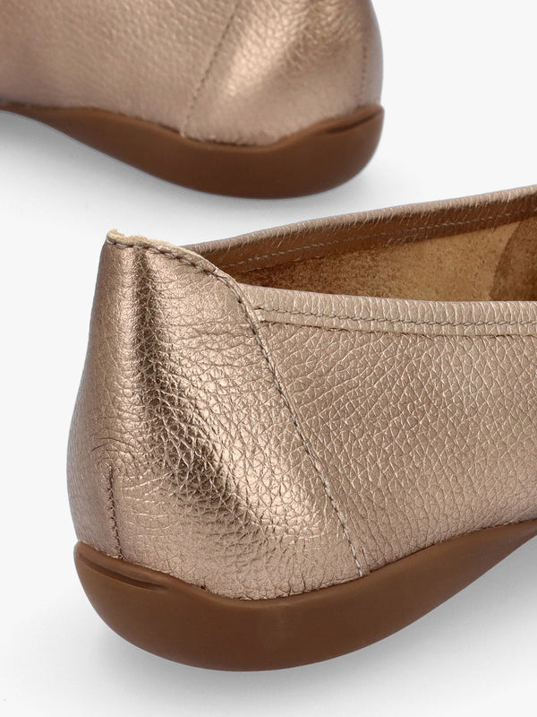 Gambi Gold Tumbled Leather Ballet Pumps