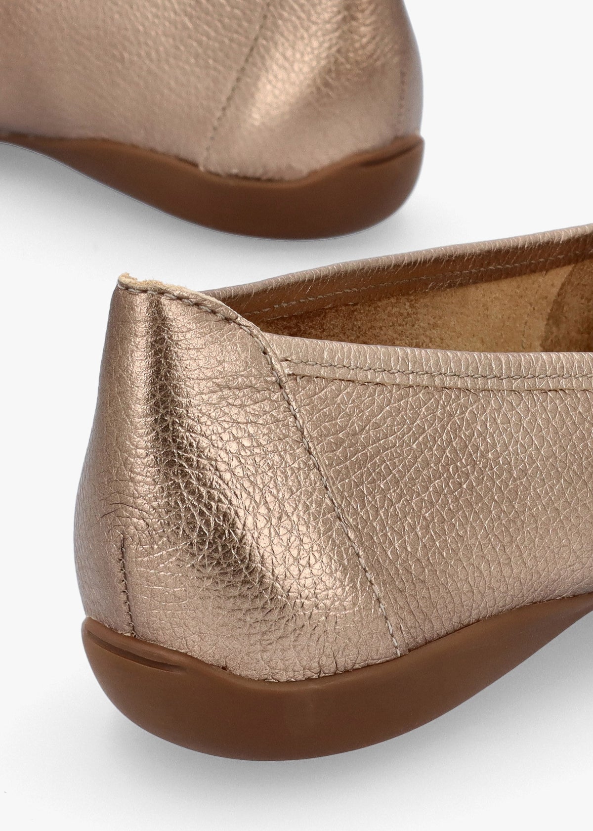 Gambi Gold Tumbled Leather Ballet Pumps