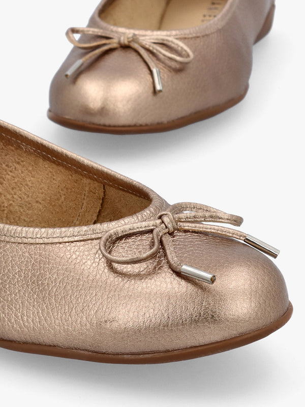 Gambi Gold Tumbled Leather Ballet Pumps