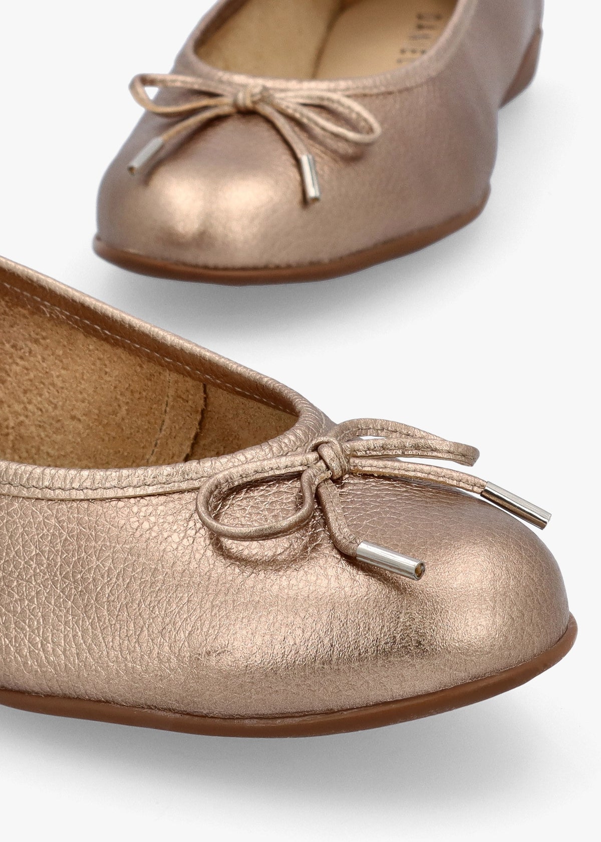 Gambi Gold Tumbled Leather Ballet Pumps