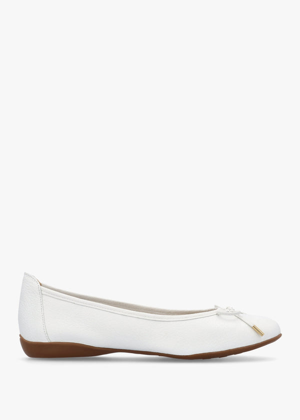 Gambi White Tumbled Leather Ballet Pumps