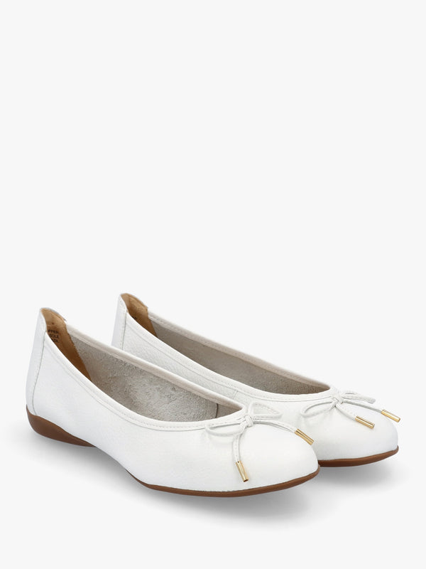 Gambi White Tumbled Leather Ballet Pumps