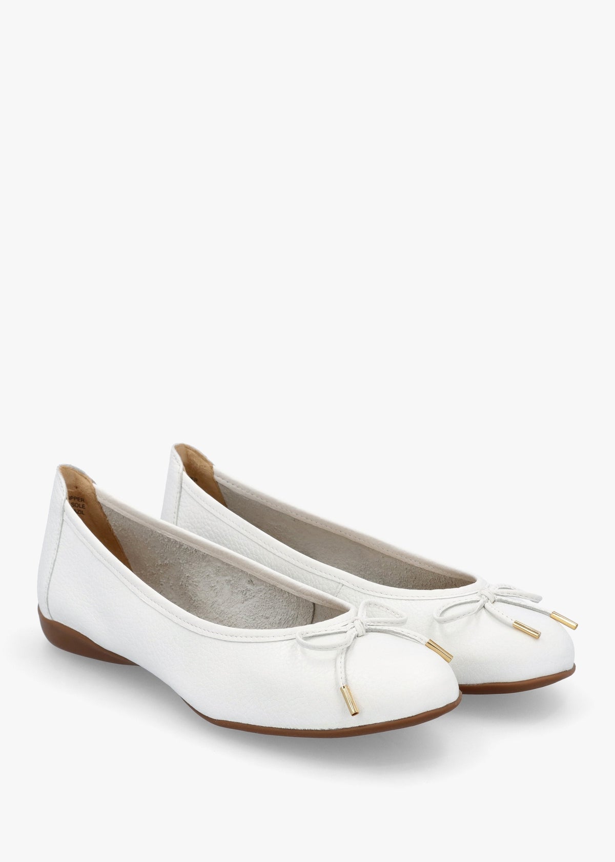 Gambi White Tumbled Leather Ballet Pumps