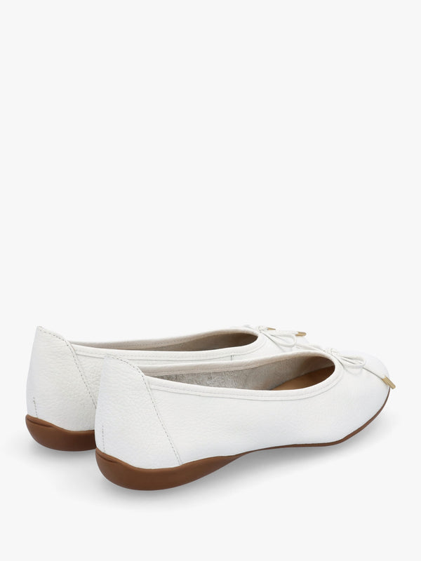 Gambi White Tumbled Leather Ballet Pumps