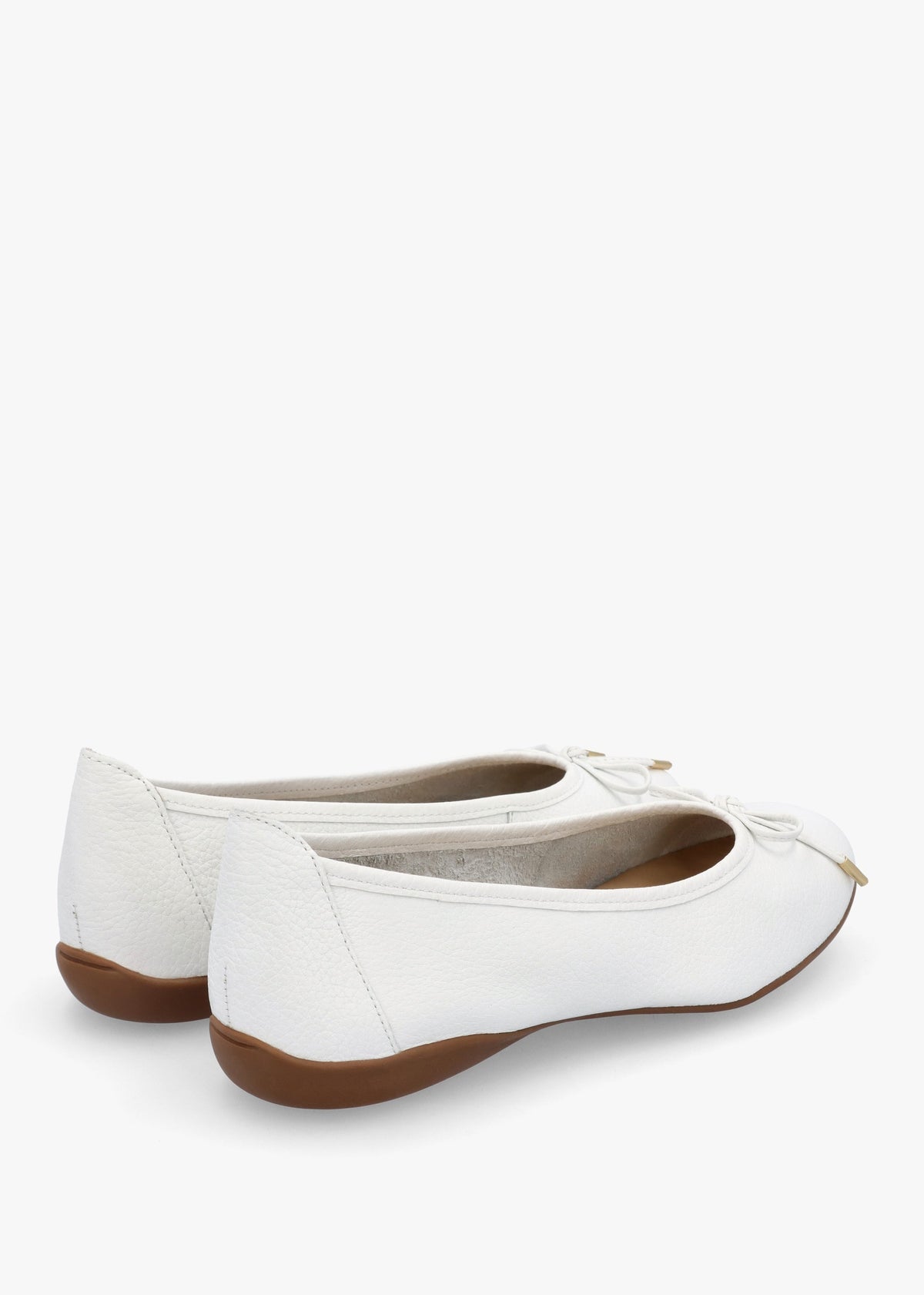 Gambi White Tumbled Leather Ballet Pumps